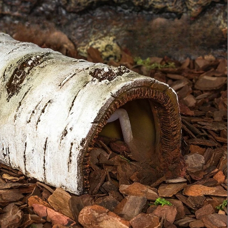 Handmade Natural Birch Bark Reptile Shelter Cave Multi Holes Design Terrarium Decor for Small Reptiles Resting Hiding Durable