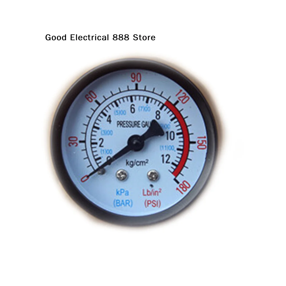 【G】Air Compressor Pneumatic Hydraulic Fluid Pressure Gauge 1/8 NPT Thread 0-12Bar 0-180PSI Manometer Double Scale