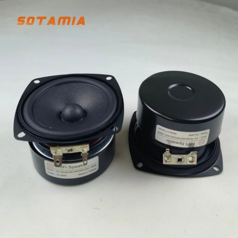 

SOTAMIA 2 шт. 3-дюймовый полнодиапазонный динамик HIFI 4/8 Ом 15 Вт с большим магнитом для дома, умный антимагнитный динамик, квадратный аудиодинамик