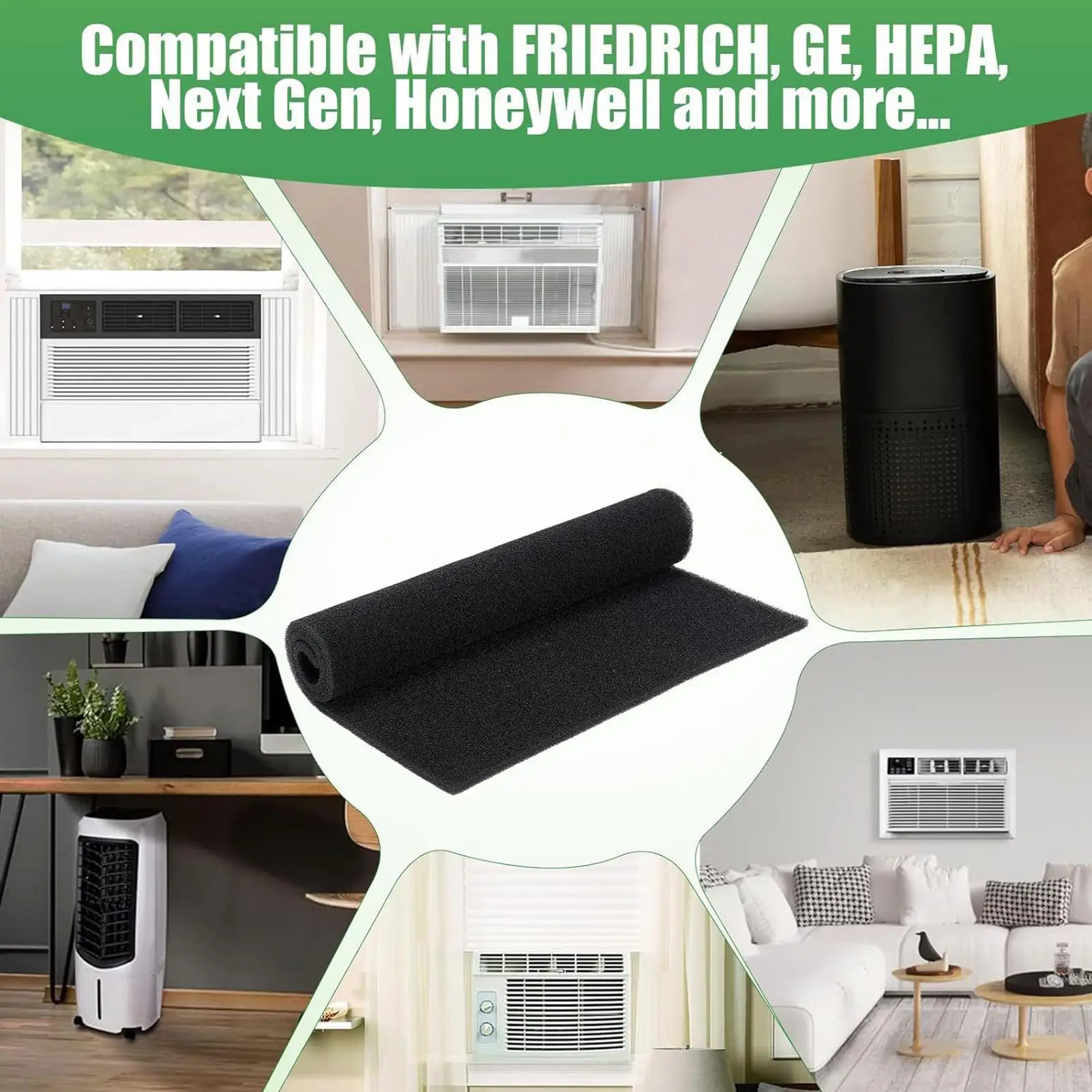 カットしてフィットするフォーム交換フィルター 柔軟な切断効率的なエアコンフィルター 再利用可能なエアコンフィルター