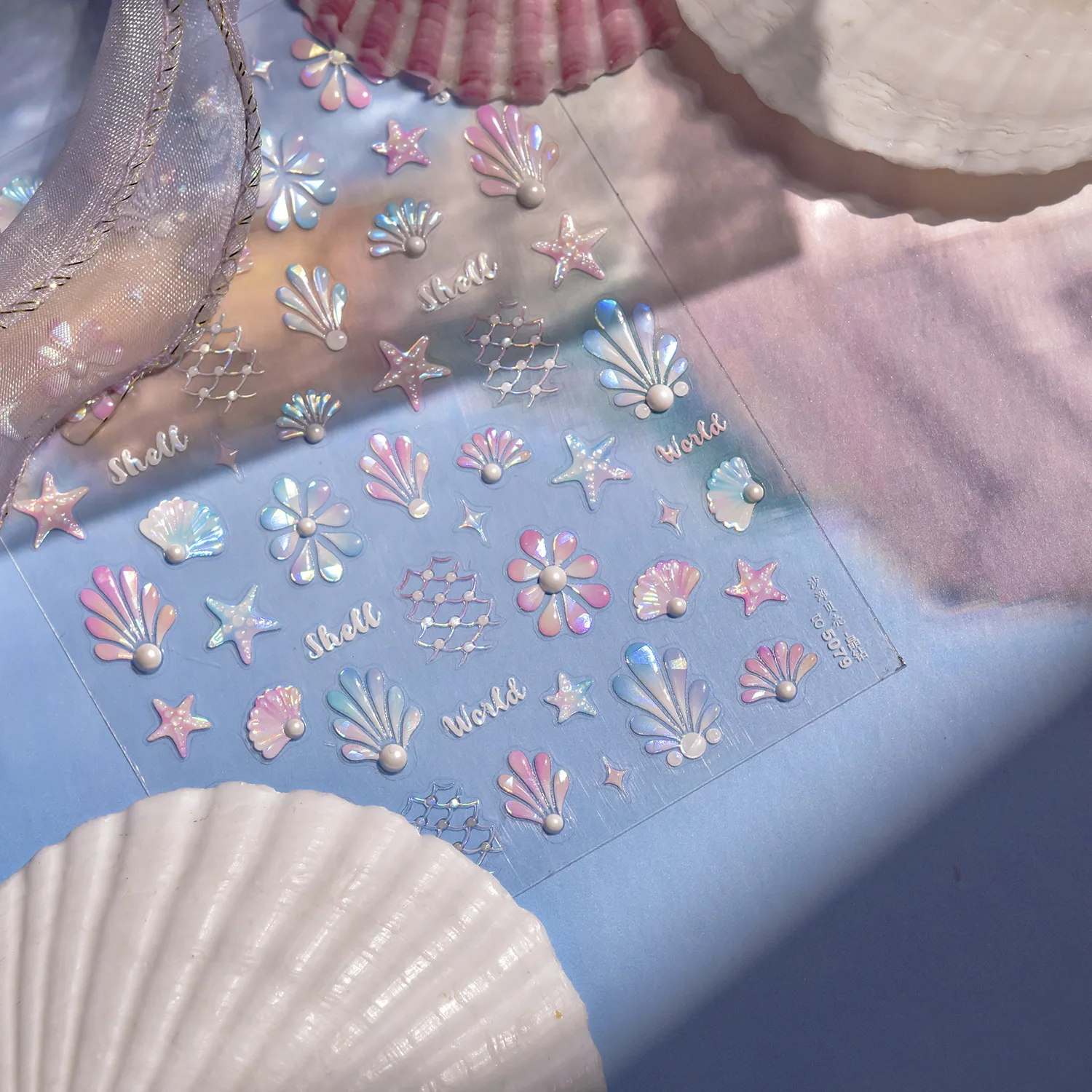 Autocollants pour ongles en cristal et diamant 5D, coquille de plage d'été, autocollants auto-adhésifs pour Nail Art, bricolage, pièces de décoration pour ongles du monde océan mignon