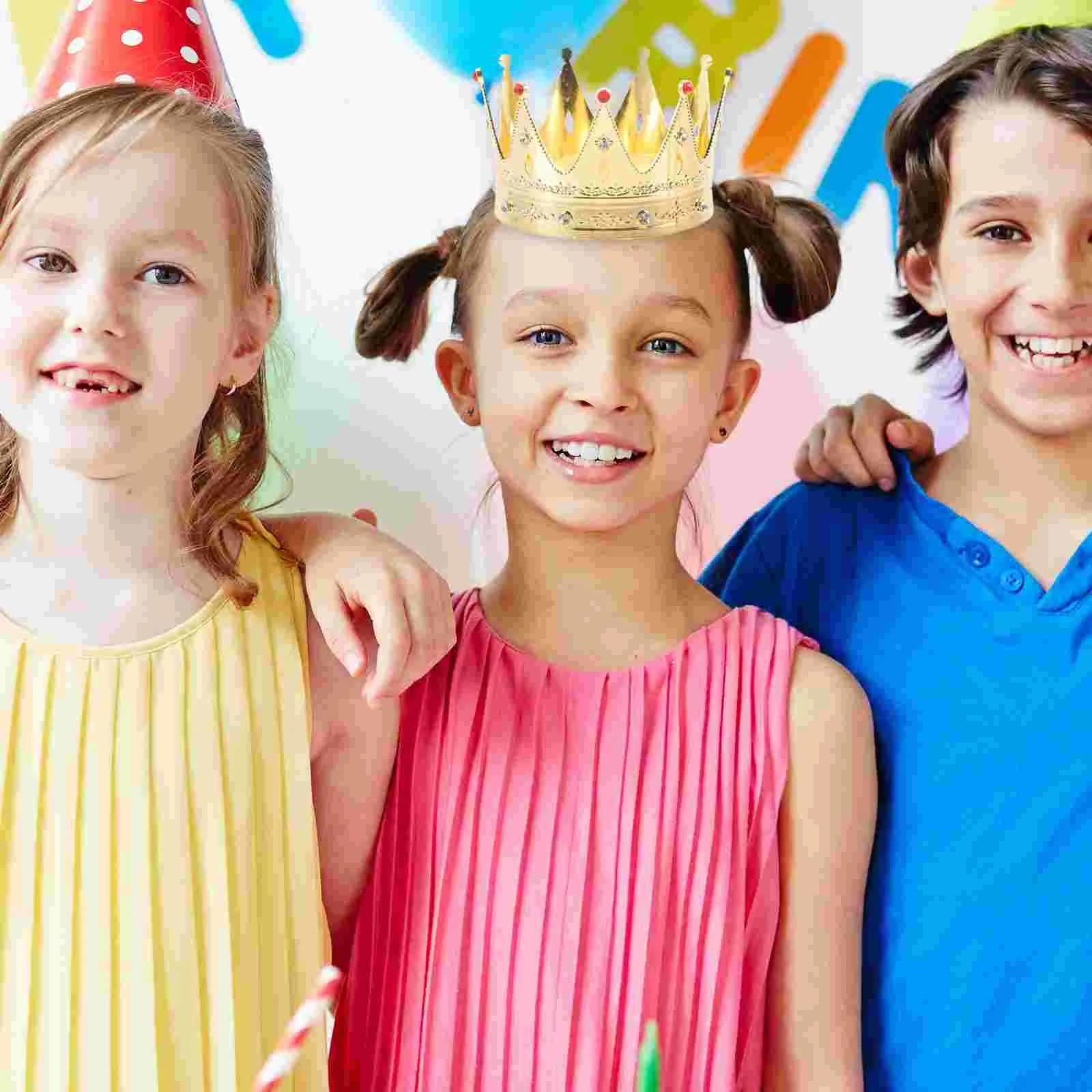 Birthday Crown Headband Headdress Princess Children\'s Hair King Party Headpiece Round Girl Metal Toddler Cosplay
