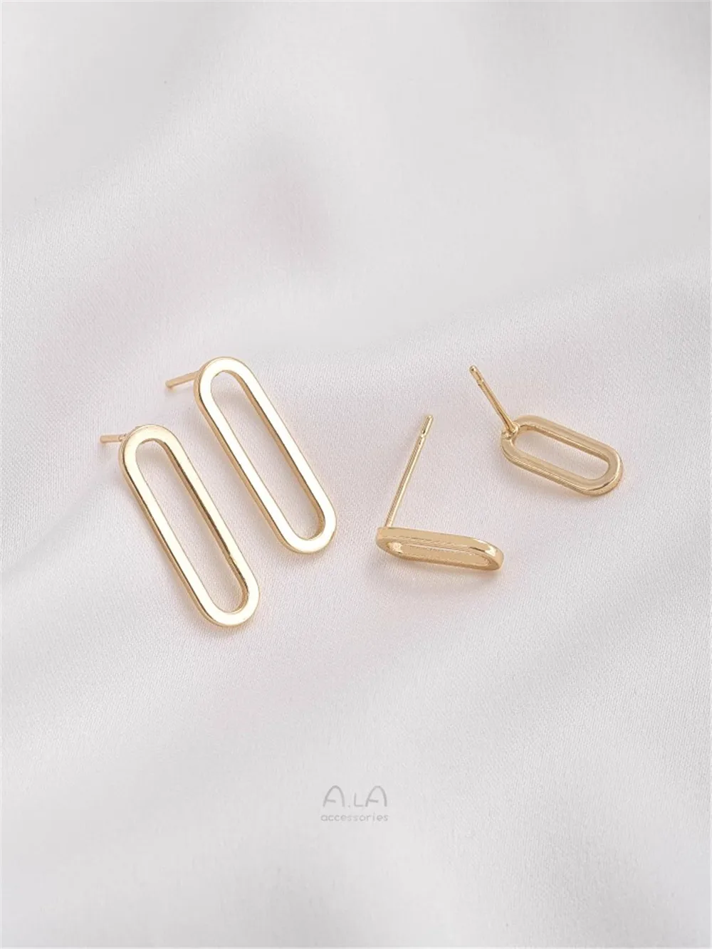 

14K Gold Open Closed Loop Elliptical O-shaped Connection Earrings, Hanging Jewelry, Silver Needle Earstuds, DIY Jewelry Set K036