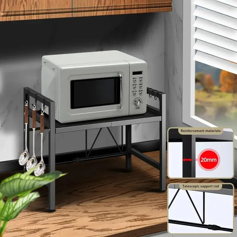 

Expandable 42-64cm Microwave Shelf Organizer, Moisture And Rust Proof Microwave Countertop Organizer,Tableware Storage