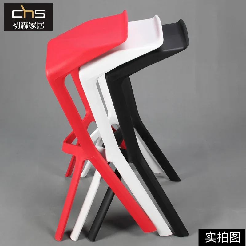 Silla de bar con boca de tiburón, taburete de bar alto de plástico apilable creativo