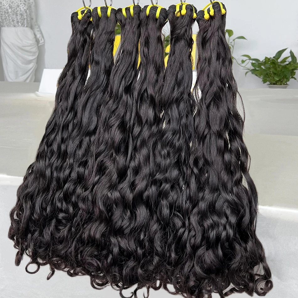 

Yiwigs 10A Grade Double Drawn Water Wave Thick End Deep Curly 100% Raw Human Hair Bundles 10-30 inches Hair Weave Extensions