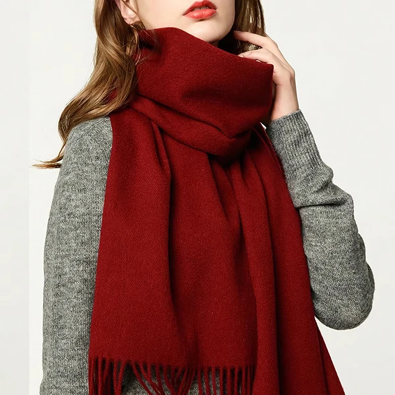 

Winter Cashmere Solid Color Pashmina Tassel Scarf for Women Warm Scarves Wraps Girls Thicken Warm Shawl Wrap Echarpe Stole