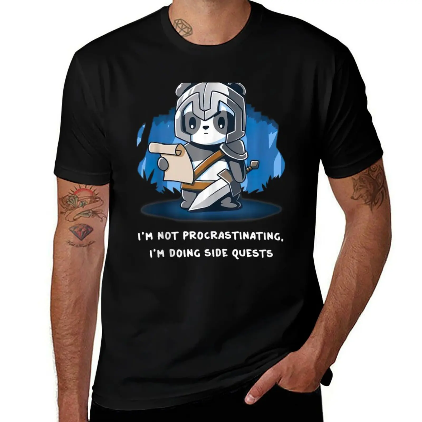 I'm Not Procrastinating I'm Doing Side Quests Panda T-Shirt Basic Daily Outfit Short Sleeve Tee