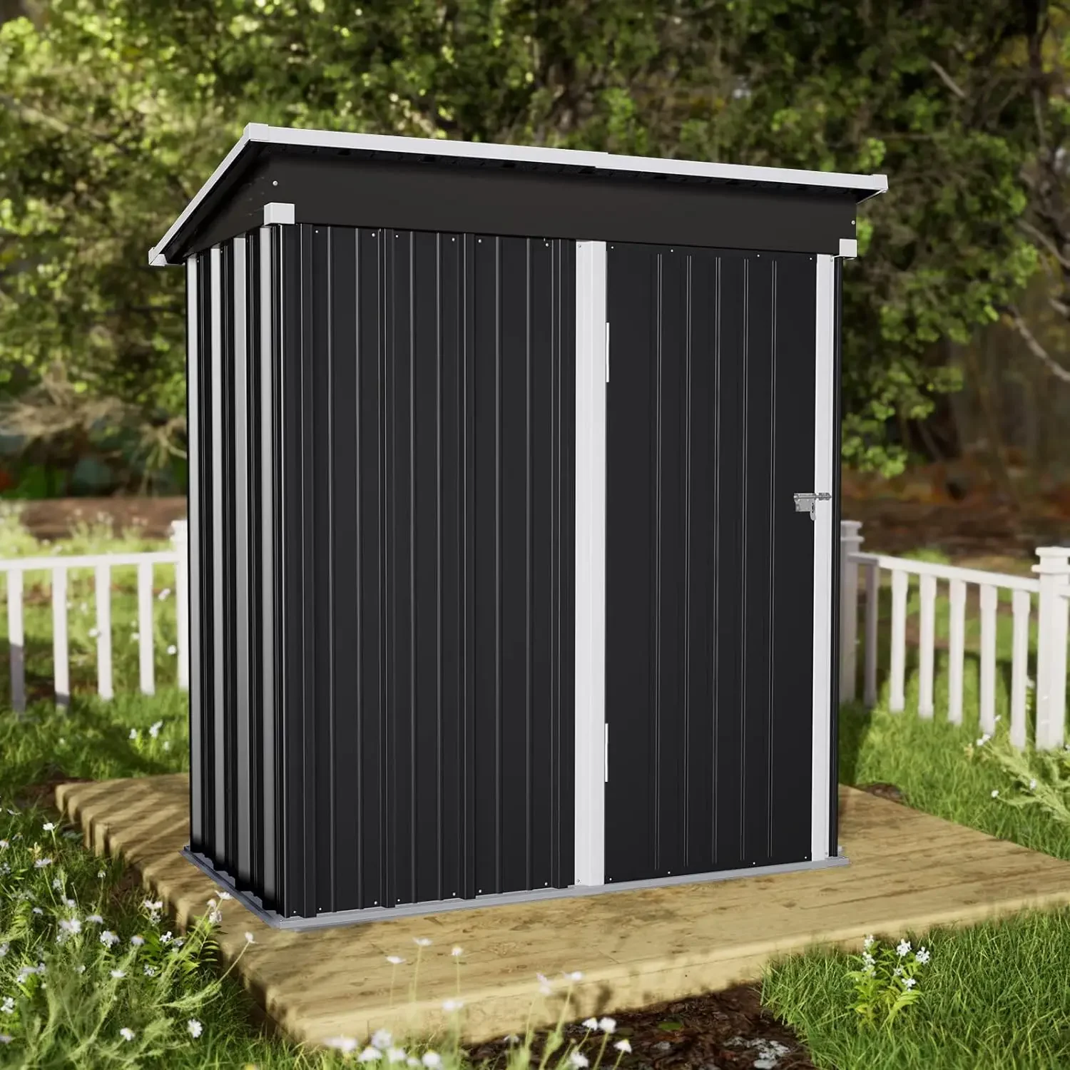 

5' X 3' Outdoor Storage Shed, Heavy Duty Metal Sheds, Garden Storage Sturdy Tool Shed for Garden/Backyard, Black