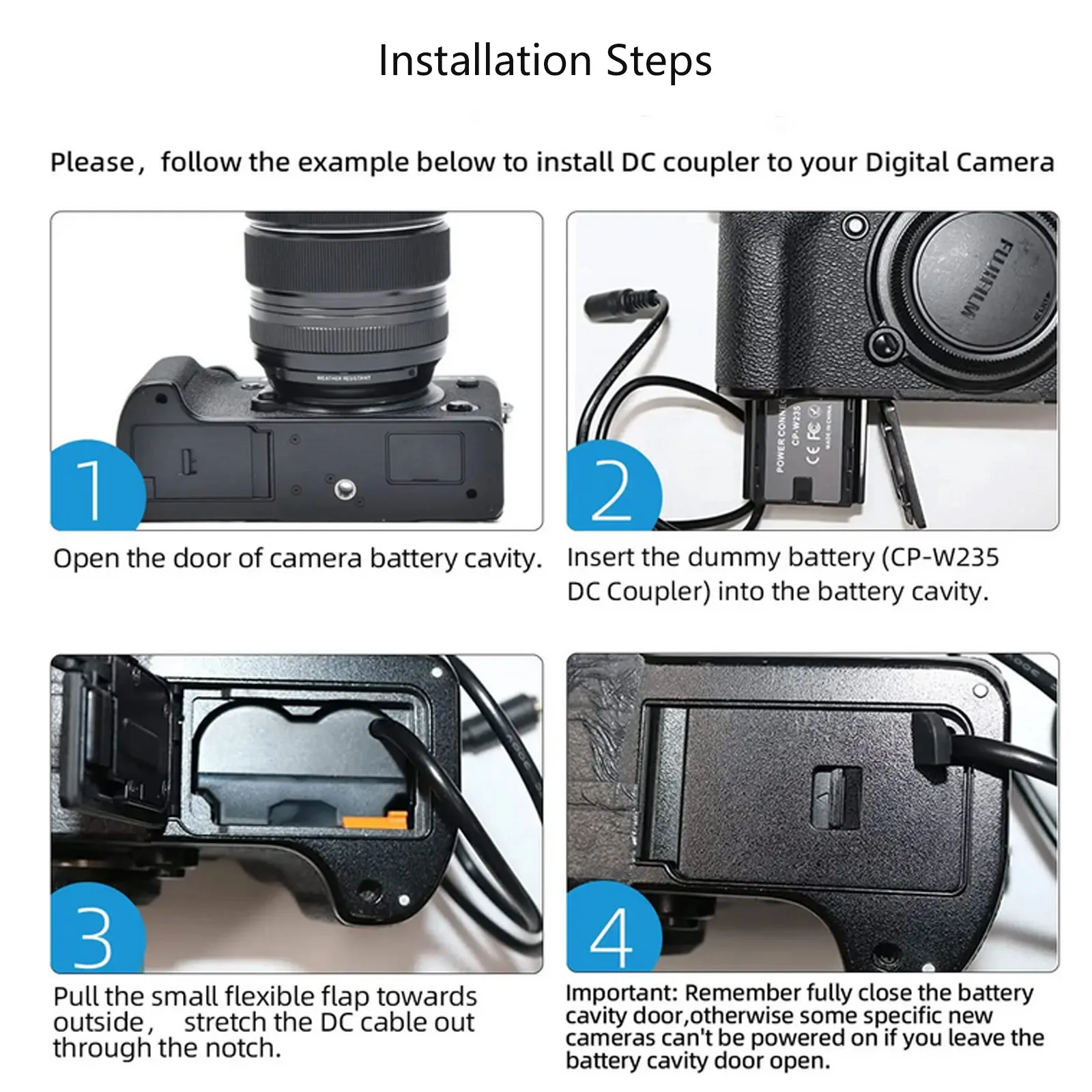 CP-W235 Type-C Coupler To NP-W235 Dummy Battery Adapter Power For FujiFilm X-T4 XT4 XS20 XT5 X-H2 XH2S GFX100S 50S II Camera