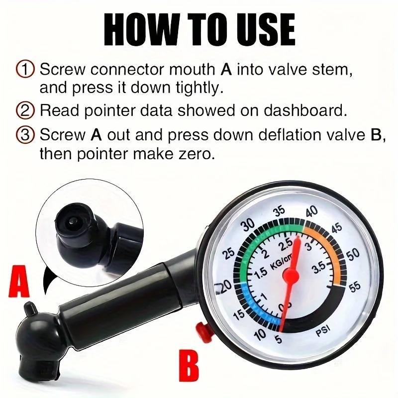 1pc High Precision Automotive, Portable Auto Parts Tire Pressure Gauge, Mechanical Mini Tire Pressure Monitor