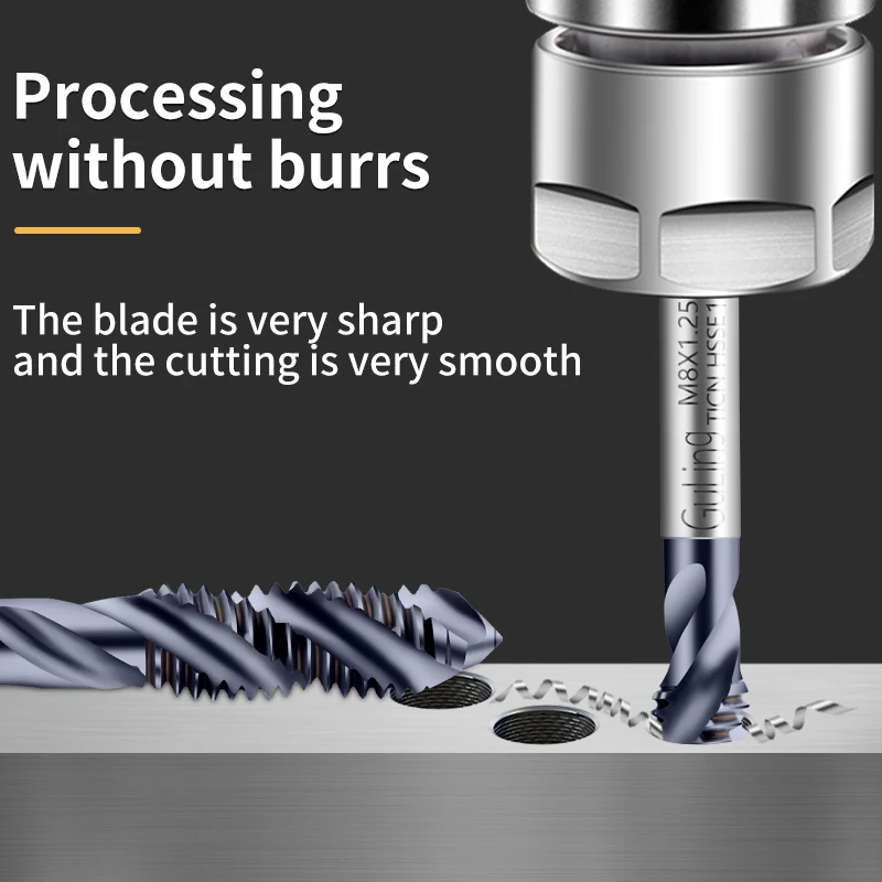 GULING 1PCS HSSE-M35 TICN Coating  JIS Standard Spiral Fluted Tap M2 M3 M4 M5 M6 M8 M10 M12 Metric Machine Screw Thread Taps