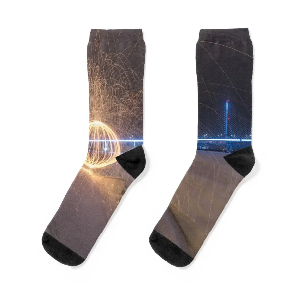 Fire Spinning Socks winter anti slip football men cotton high quality Christmas Socks For Man Women's