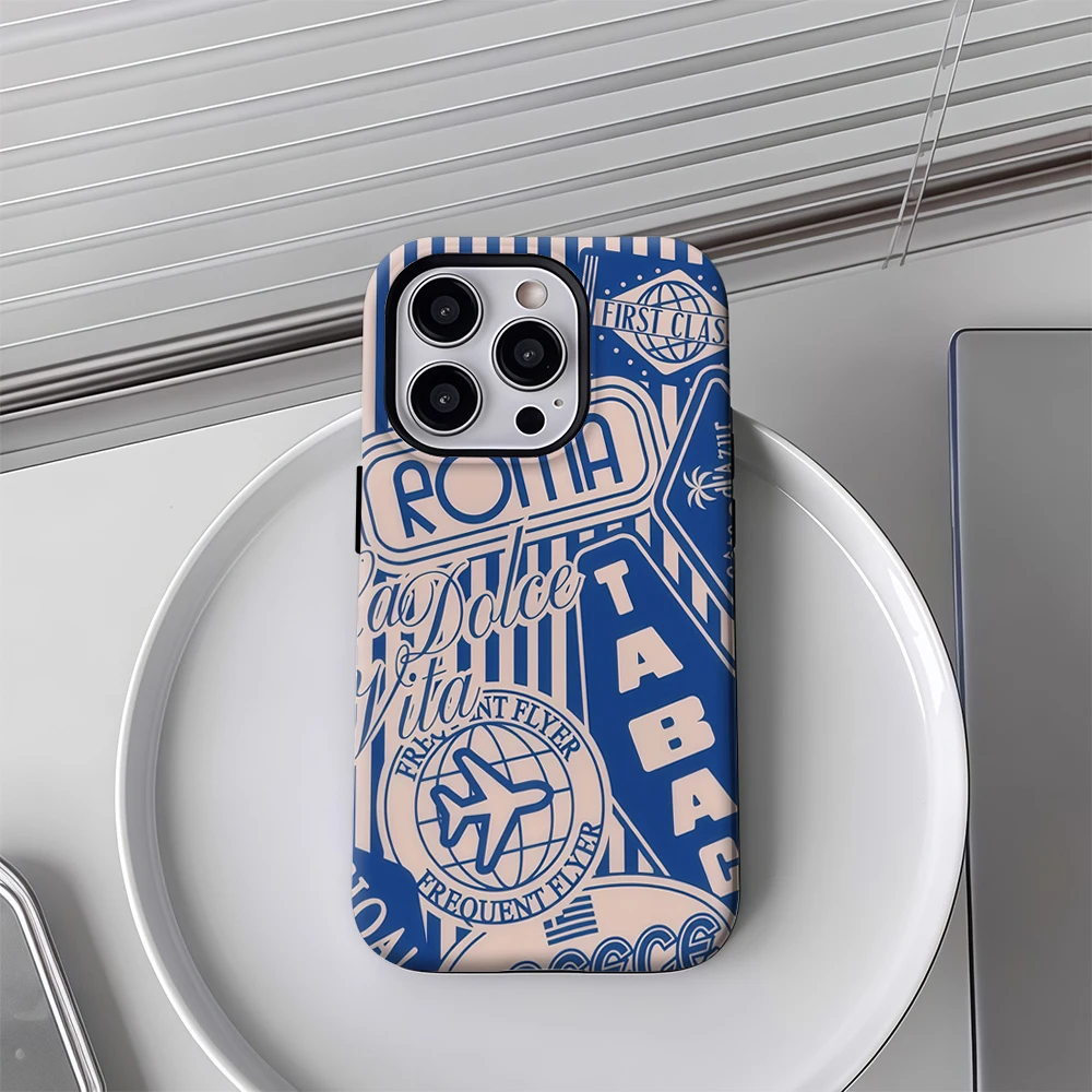 Vintage Travel Euro Phone Case for Samsung Galaxy S20 S23 S24 S25 S26 FE Plus Ultra Edge 4G 5G Luxury Double-layer Back Cover