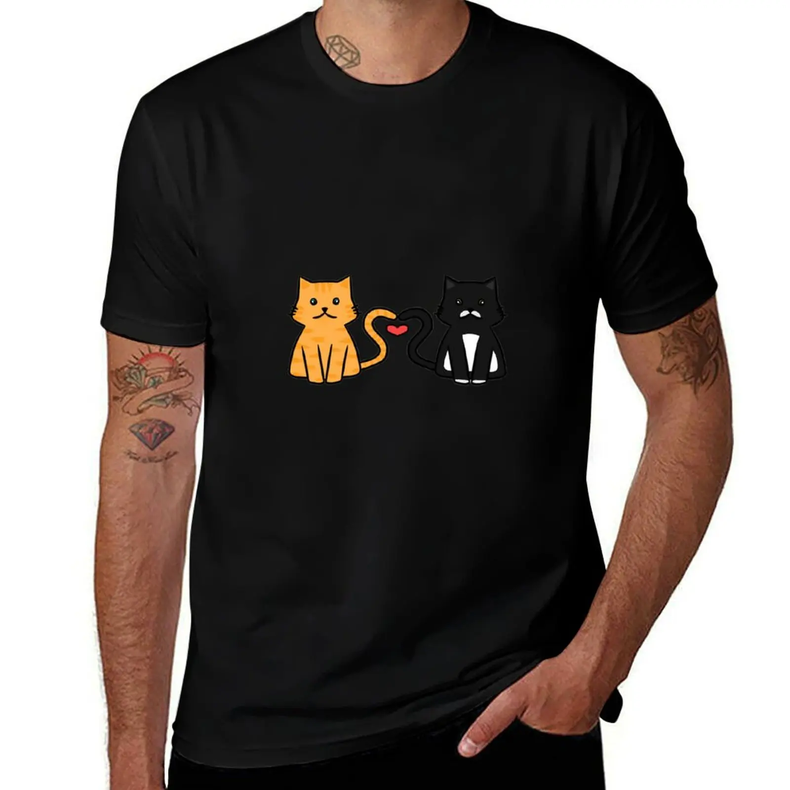 

Gin The Ginger Cat and Rexy The Tuxedo Cat - футболка с котоastrophic Love Story, хлопковые футболки, мужская футболка из 100%