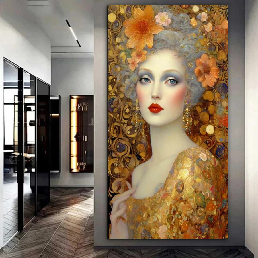 

Fullcang New Diy Diamond Painting Large Size Gustav Klimt Style Woman Full Mosaic Embroidery Beautiful Girl Picture Wall Decor