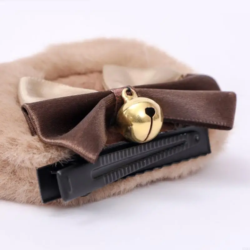 HXBA Faux Fur Bear Ears Hair Clip ngọt ngào đôi Bowknot