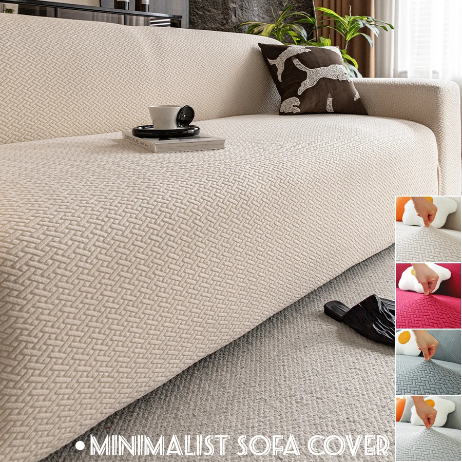 High Elastic Jacquard Sofa Slipcover Dust-Proof Pet Proof Removable Soft Couch Protector for Home Living Room