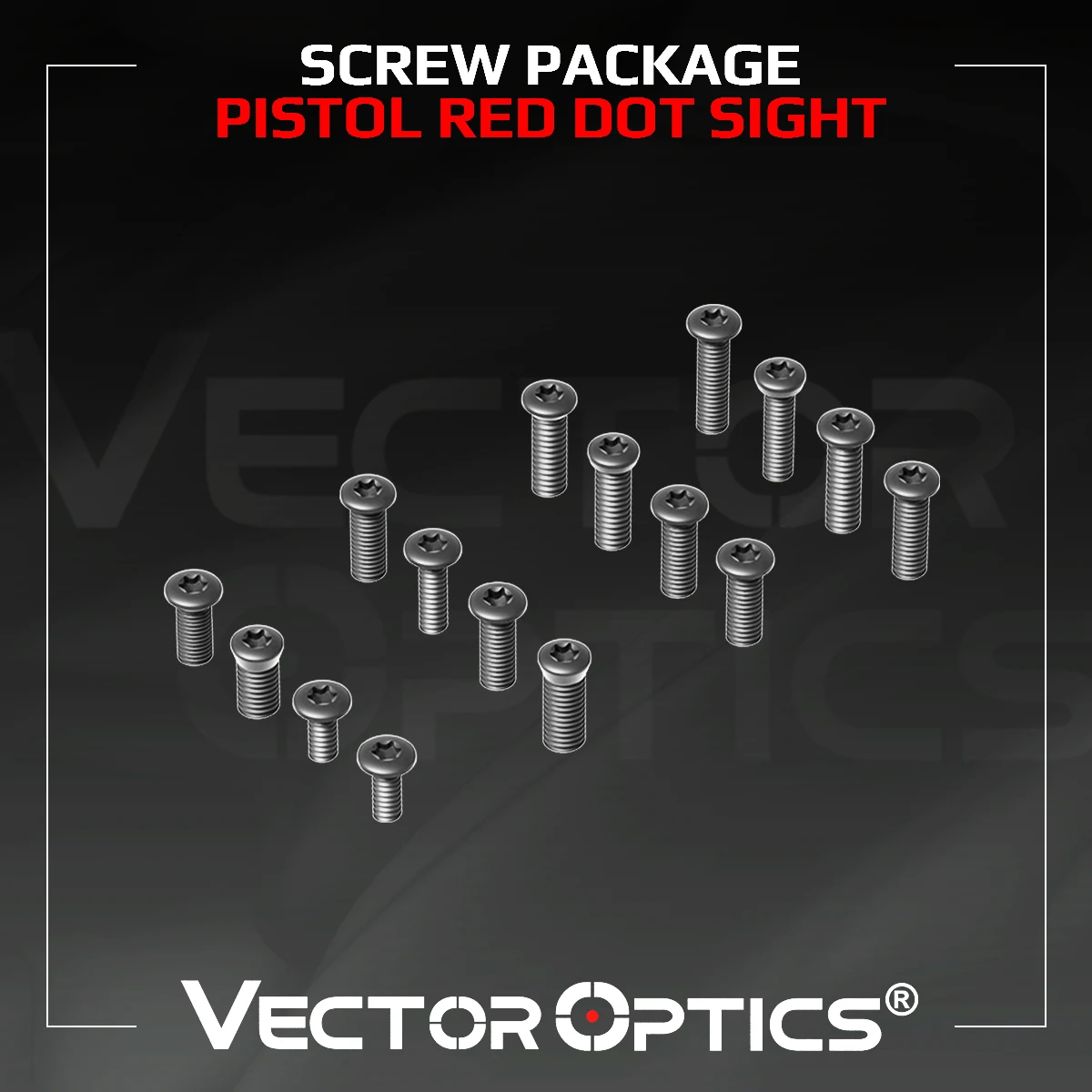 Package de Vis pour Visée Red Dot de Pistolet Vector Optics, 16 Ensembles de Vis, Têtes de 5,5 et 5,0 mm de Diamètre pour Optiques VE et Adaptateurs, Armes à Feu