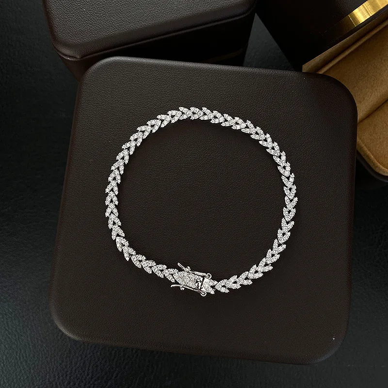 S925 Silver Bracelet Wheat Ear Fashion Versatile Chain Fresh and High Grade 16-17-18 Bracelet Jewelry