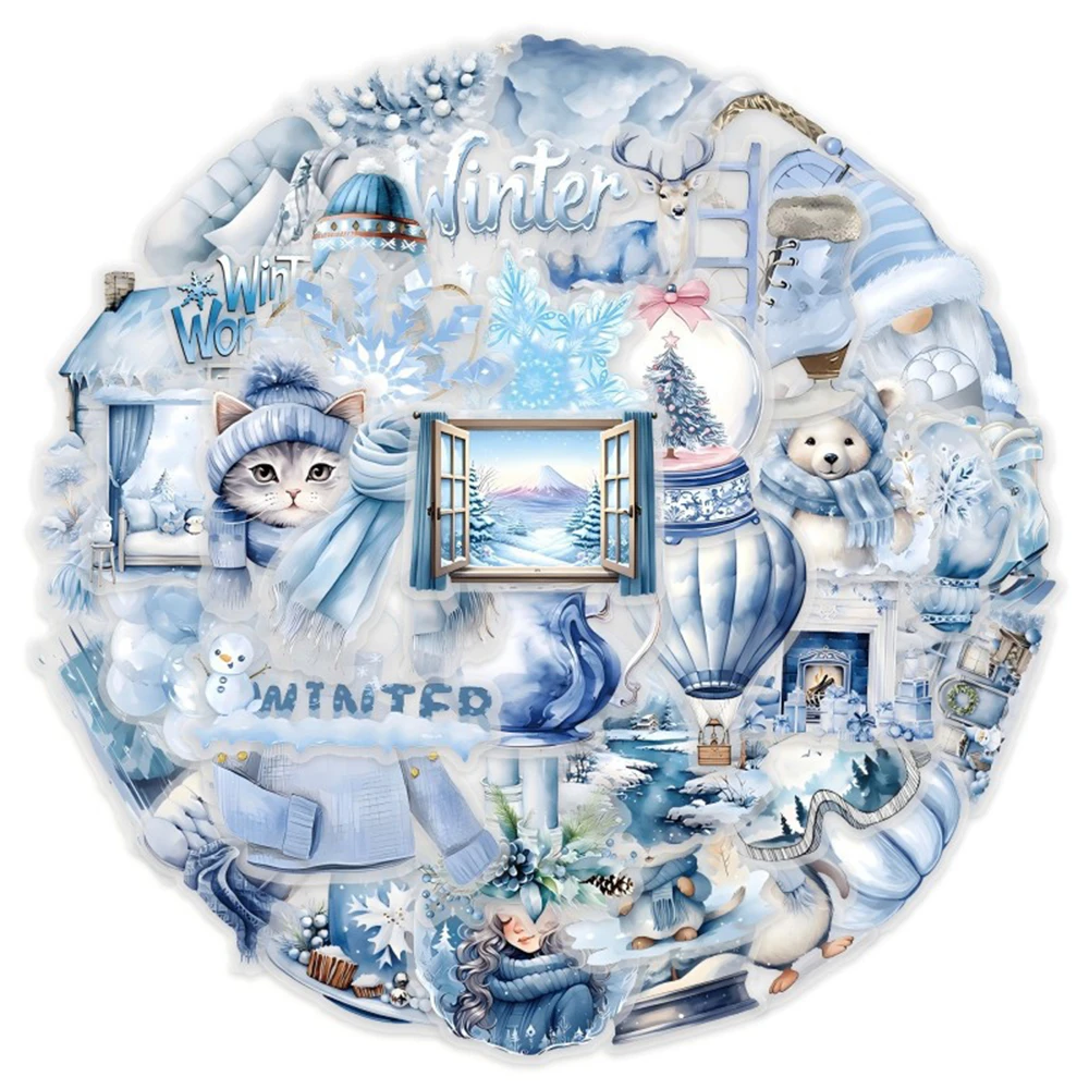 10/30/50PCS Cute Cartoon Blue Winter Graffiti Stickers Decoration Decals DIY Laptop Notebook Phone Stationery Sticker Kids Toys