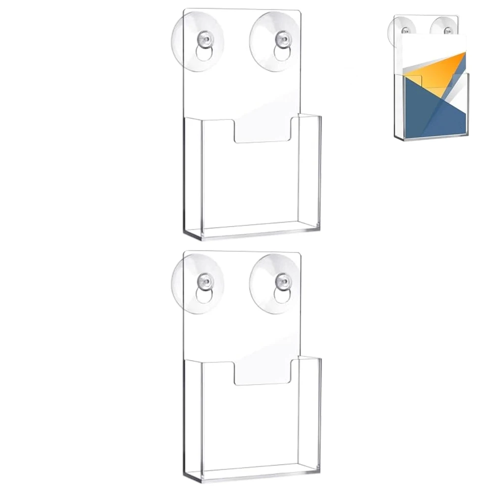 Sturdy for acrylic Brochure Stand with Suction Cups for Glass Partitions Suitable for Hotels Clinics and Reception Areas