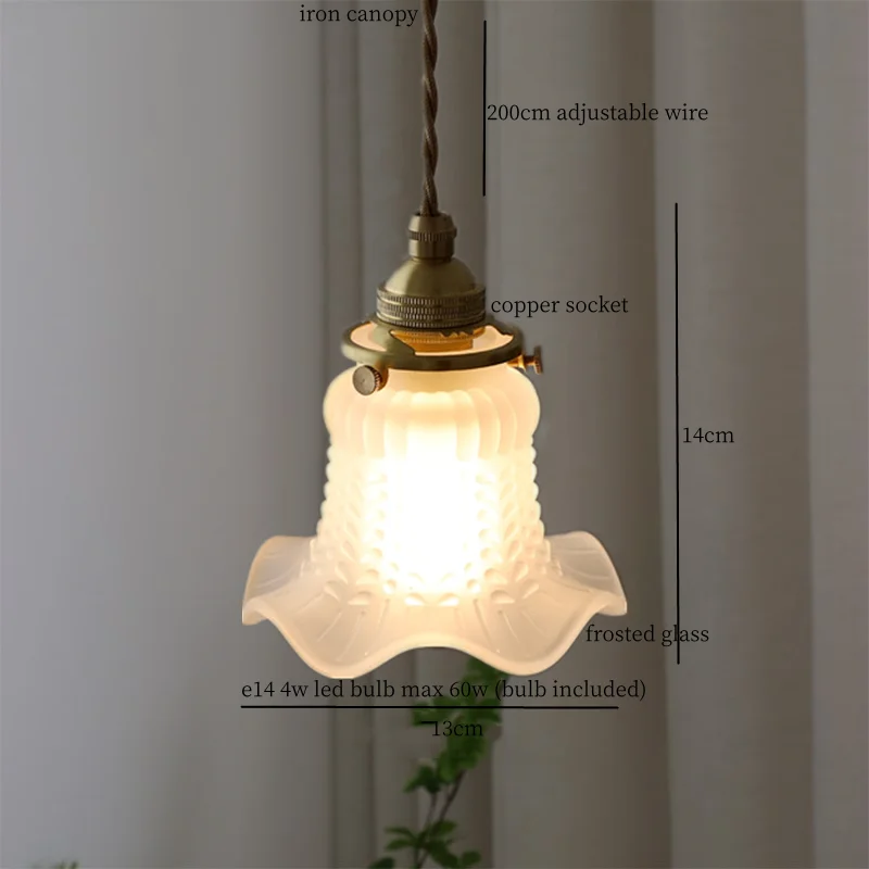 IWHD الشمال الحديثة LED مصابيح معلقة غرفة نوم الحمام لوفت 200 سنتيمتر سلك قابل للتعديل النحاس متجمد الزجاج قلادة الإضاءة Hanglamp