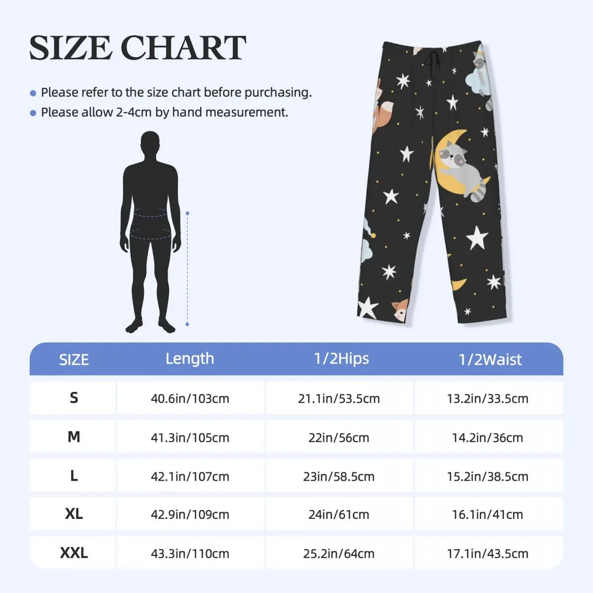 Calças de pijama fofas para animais adormecidos e estrelas para homens, cintura elástica, fundo de sleep lounge com bolsos