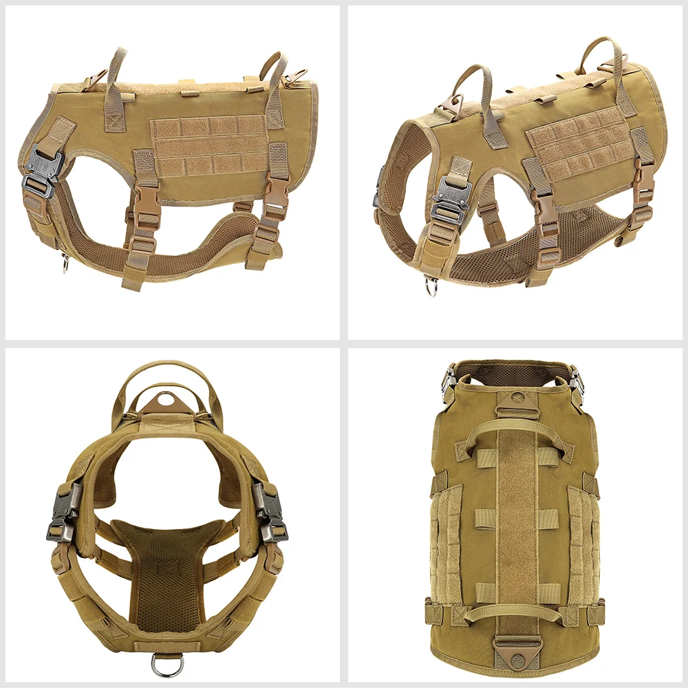 Nylon Tactical Dog Harness Military Dogs Vest Durable Pet Training Harnesses With Flags For Medium Large Dogs Golden Retriever_voghion.com