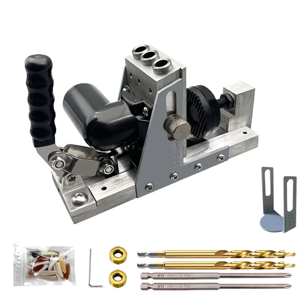 

3/8 Inch Oblique Hole Locator With Dust Hose Drill Bits Pocket Hole Jig Kit Woodworking Drill Guide Set Hole Puncher DIY Tools