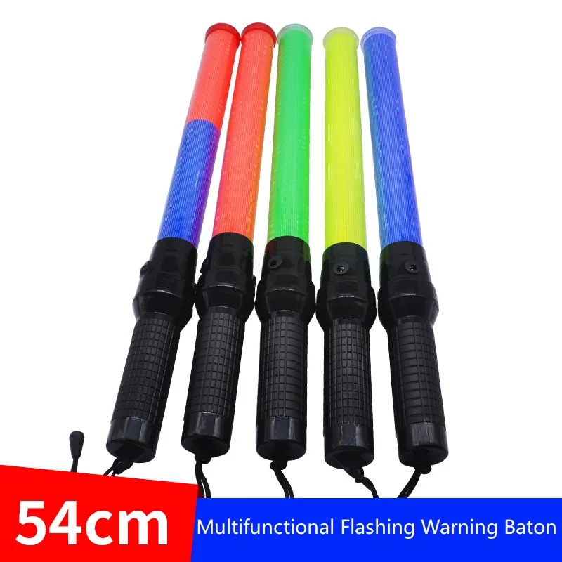 

54cm PC Traffic Control LED Baton Glowing Rechargeable Safety Warning Light For Road Emergency