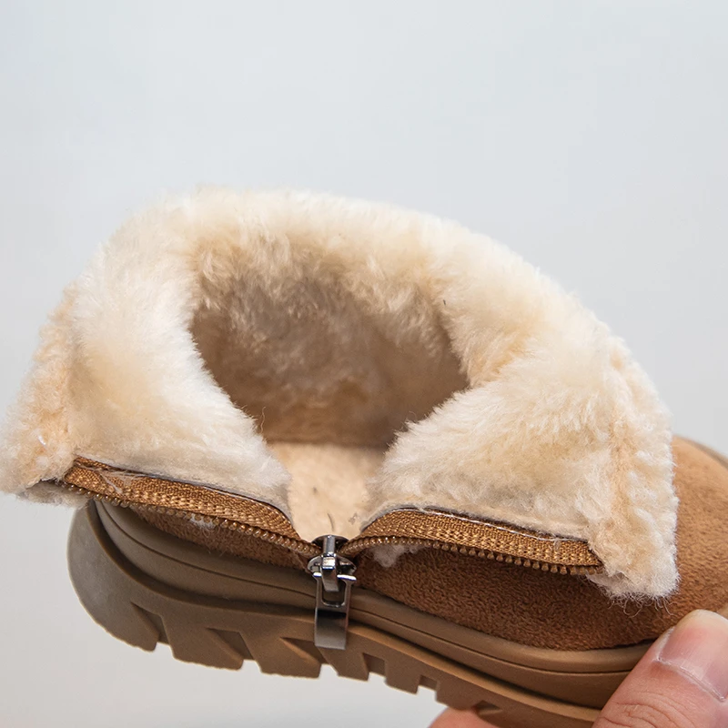 الأطفال أحذية الثلوج 2-12 سنة مبطن الفتيان الفتيات أحذية قطنية صوف الضأن طفل أحذية بوت قصيرة الفتيان الاطفال الفراء القطن الأحذية