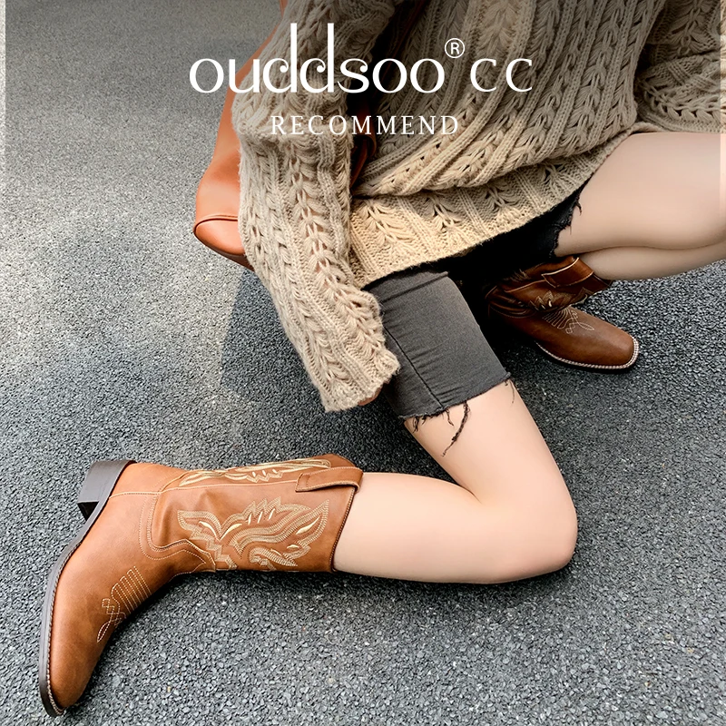 Ods Vintage  Men Women Mid-calf Boots Handmade Retro Western Cowboy Boots Loafers Sneakers Riding Shoes Zapatos Hombres Unisex42