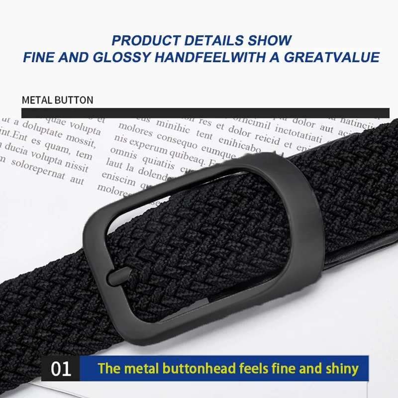 Fashionable Elastic Belt，Woven Elastic Waistband for Men And Women, Nylon pin-buckle belt Waistband of jeans