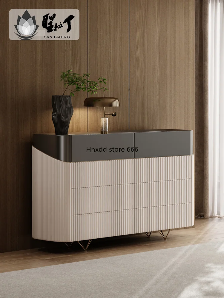 Italian light luxury high-end modern simple rock slab storage cabinet image 2