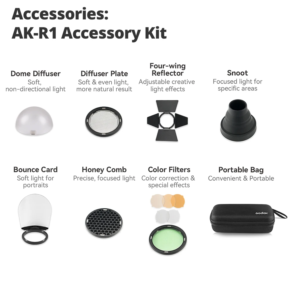 Godox 라운드 헤드 액세서리 어댑터 S-R2 V860II AD200PROII TT685 TT600 시리즈 Canon Nikon 플래시 설치 AK-R1