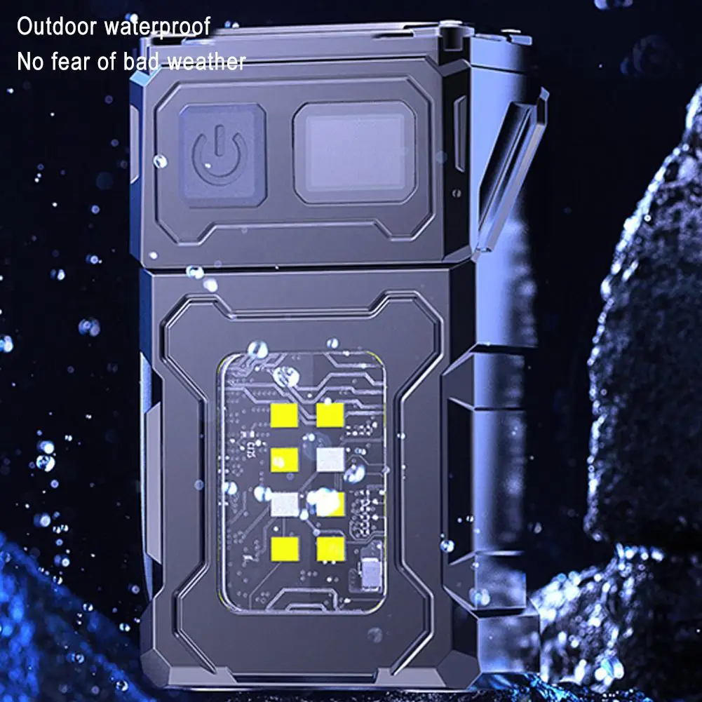 COB SMD Mini Keychain Flashlight USB Charging Pocket Emergency Lantern Rotatable Powerful Mini Torch for Camping Fishing Walking