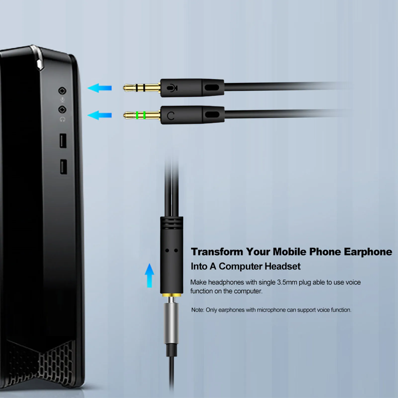 Divisor de Audio con conector Jack de 3,5mm, Cable adaptador de extensión Aux chapado en oro para ordenador, PC y micrófono