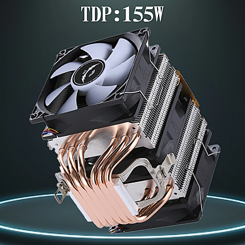 

QIUzAim 6 Heat Pipe Twin Towers CPU Cooling PWM Fan Installing LGA775 115x 1700 1200 2011 X79 X99 2066 AMD E5 i5 i7 Air-cooled