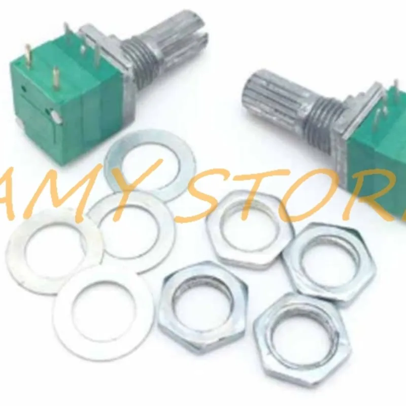 10pcs B5K B10K B20K B50K B100K B500K RV097NS Audio Amplifier Sealed Linear Volume Potentiometer Resistor 15mm Shaft 3/5/6/8pins