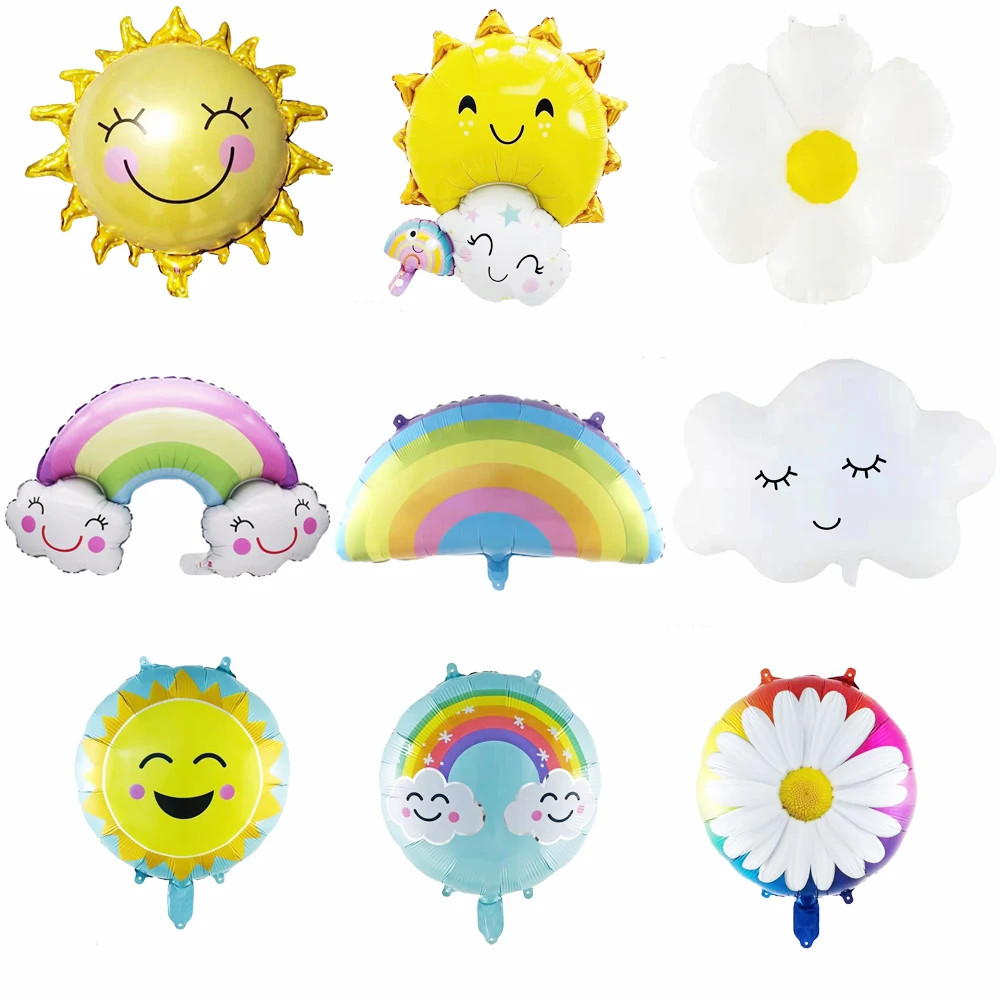 

1pc Summer theme Sun, white clouds and other cartoon shape aluminum film balloons Summer Pool beach birthday party decoration