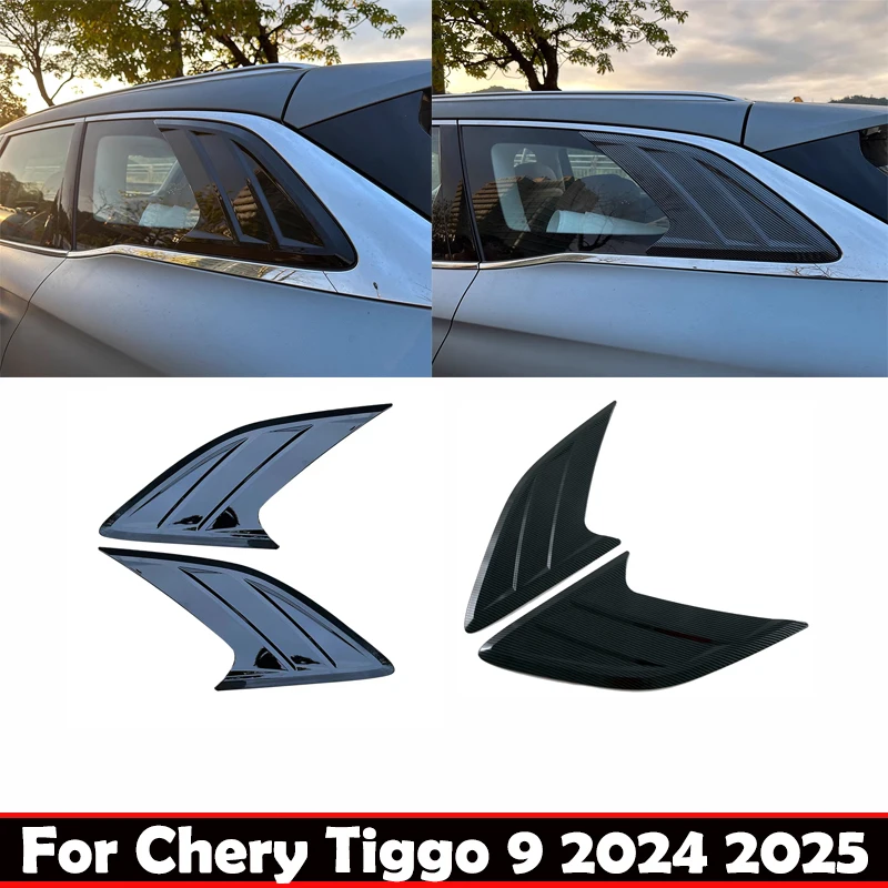 

For Chery Tiggo 9 2024 2025 Car Styling ABS Carbon Exterior Rear Window Spoiler Side Wing Triangle Cover Trim Molding Garnish