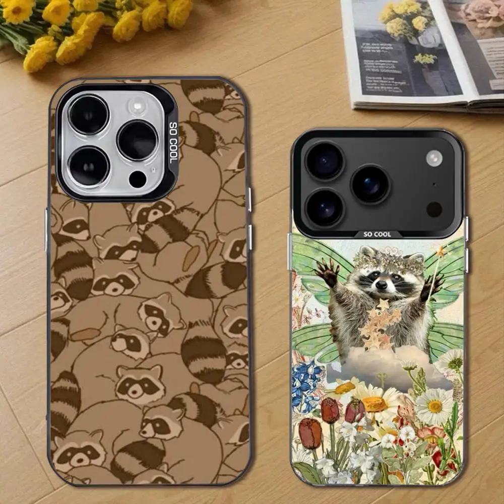 

Cute R-Raccoon Phone Case For iPhone 17,16,15,14,13,12,11,Pro,Max,Plus,E,Air,Mini Black Tpu Cover