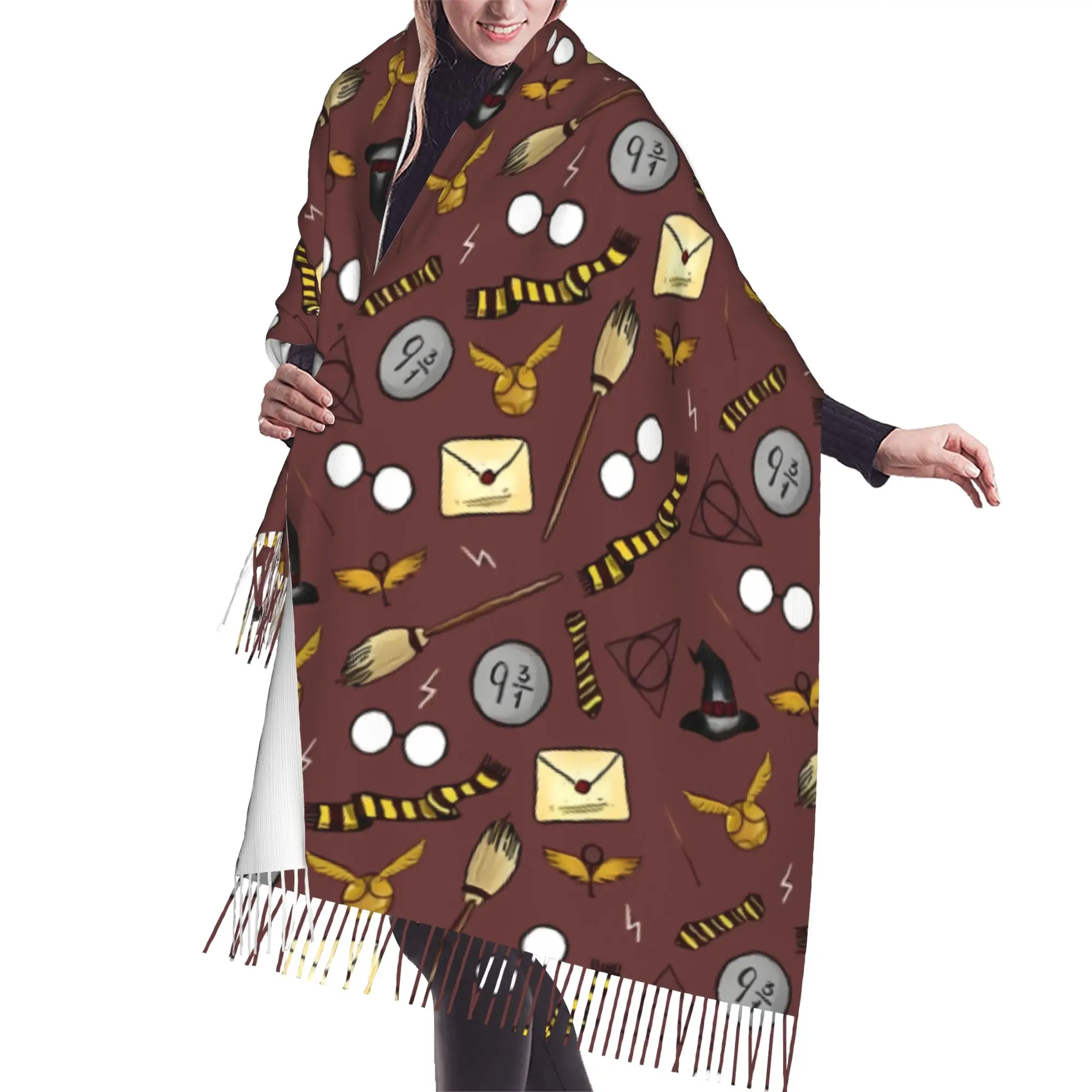 Personalized Printed Halloween H-Harryed Scarf  Men Women Winter Fall Warm Scarves Magic School Spooky Shawl Wrap