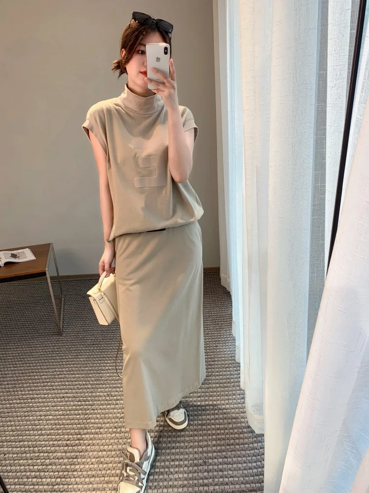 

Женский летний повседневный модный комплект Thoe Chen: хлопковый костюм-двойка с эффектом потертости, с коротким рукавом и воротником-стойкой