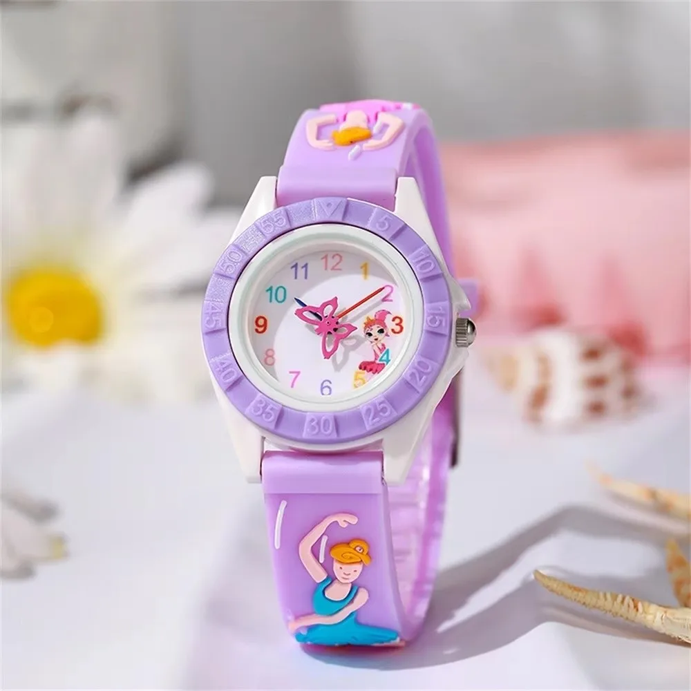New Candy Color 's Watch Adjustable Cartoon Quartz Watch Creative Ballet Girl Design Girl's Wristwatch Gift