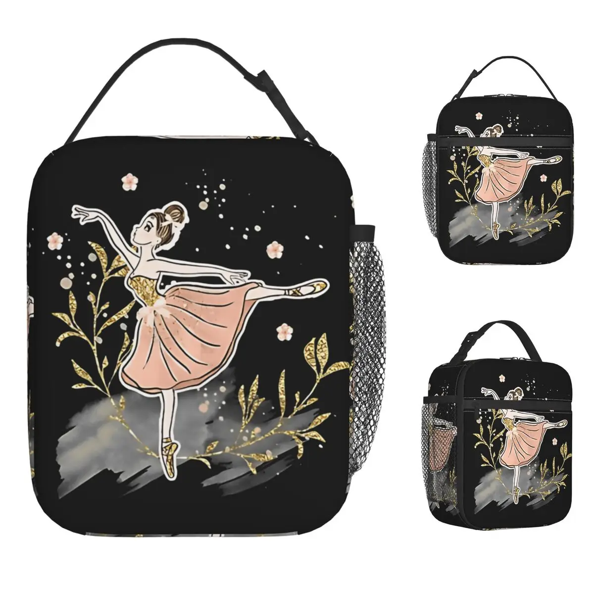 

Elegant Ballet Girl Lunch Bag Girls Graphic Design Lunch Box Aesthetic Picnic Bag Portable Insulated Waterproof Thermal Bags