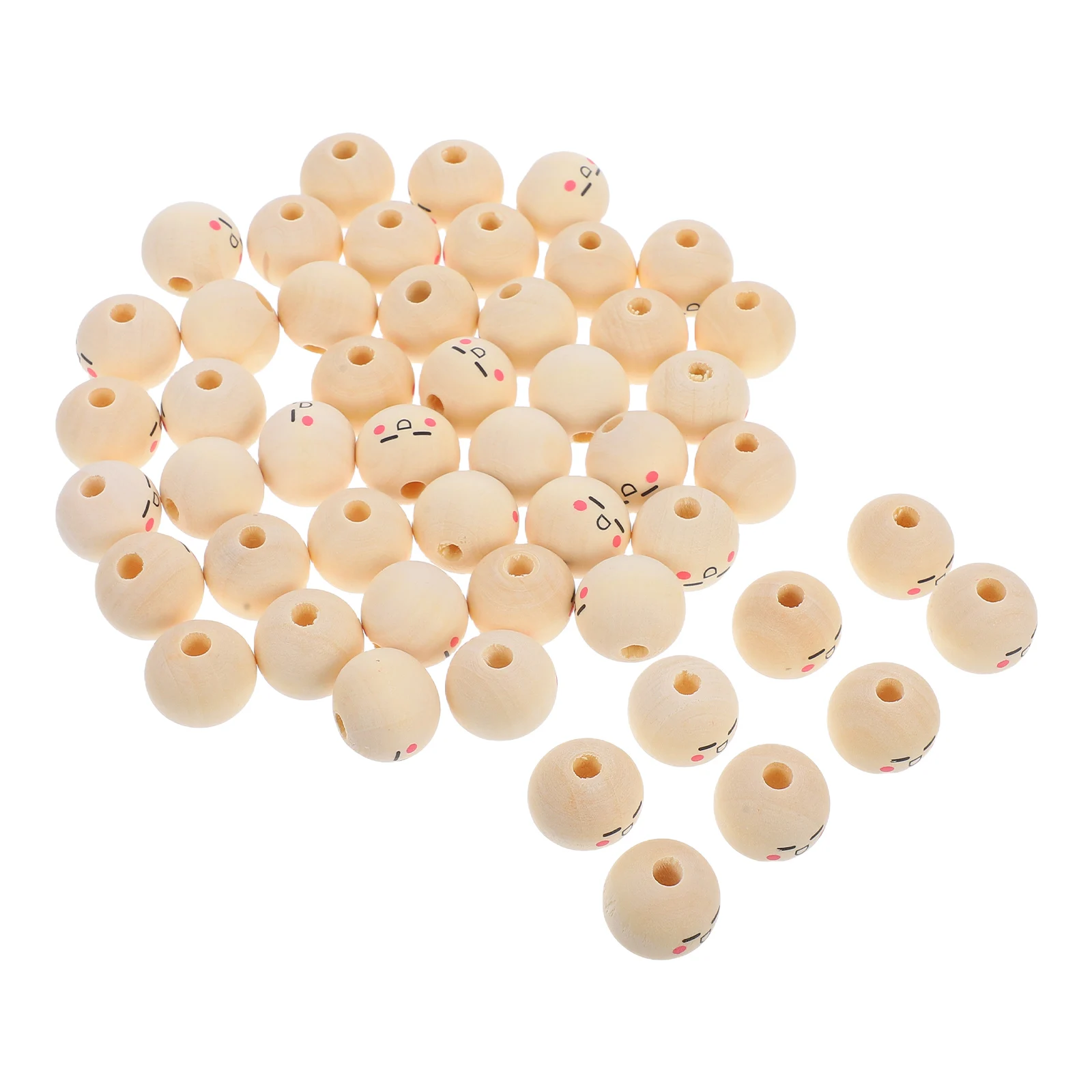 

50pcs Children Beading Kids Color Round Large Wooden Crafts Jewelry Smile Face Painted Keychains Hanging for Kids