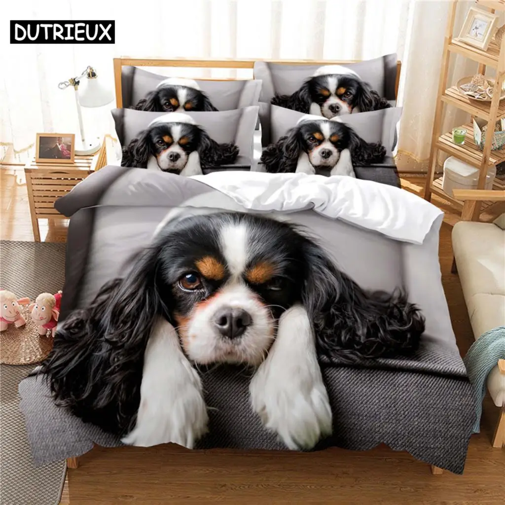 

3D Printed Queen - Size 3D Dog - Themed Duvet Cover Bedding Set for Bedroom