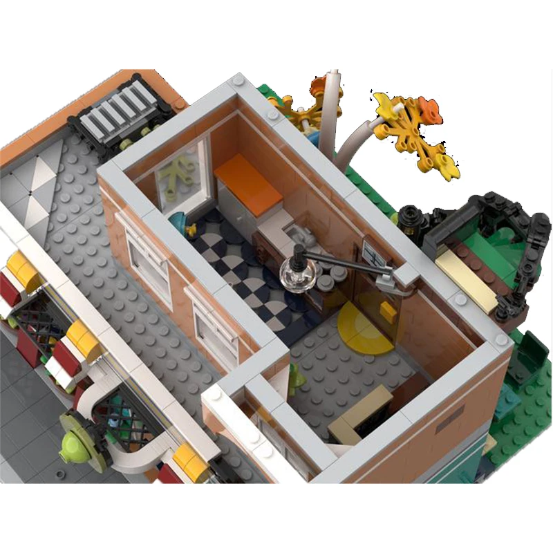 中世ストリートビューシリーズモジュラービルディングブロック MOC バーチボウリング場 DIY モデルテクニカルレンガ組立おもちゃクリスマスギフト